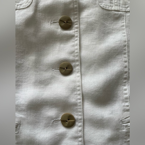 J. Jill White Linen Jacket Shacket Chore Field Blazer Size M EUC - Picture 3 of 7